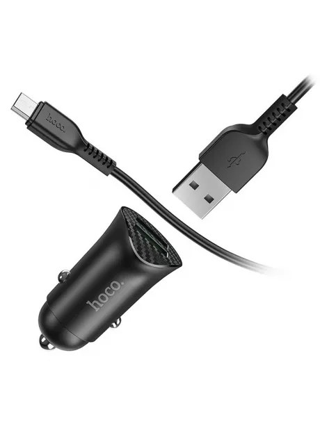 автомобильное зарядное устройство Hoco Z39 Farsighted dual port QC3.0 Car charger + micro cable black