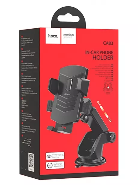 держатель на присоске с телескопической штангой Hoco CA83 David one-button center console car holder black