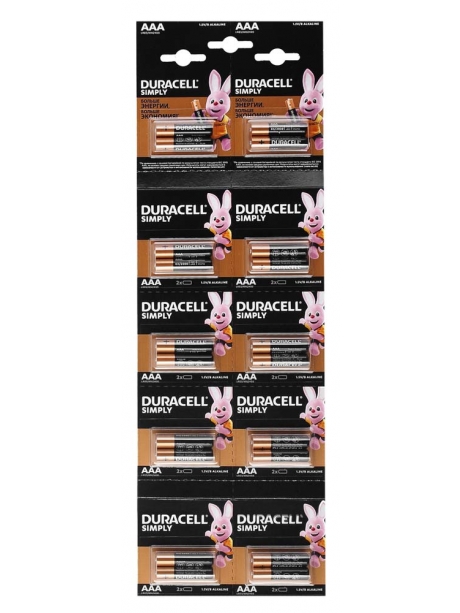 батарейка щелочная Duracell LR03/AAA SIMPLY 2*10  20BL 