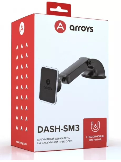 автомобильный магнитный держатель для смартфона  Arroys Dash-SM3 black
