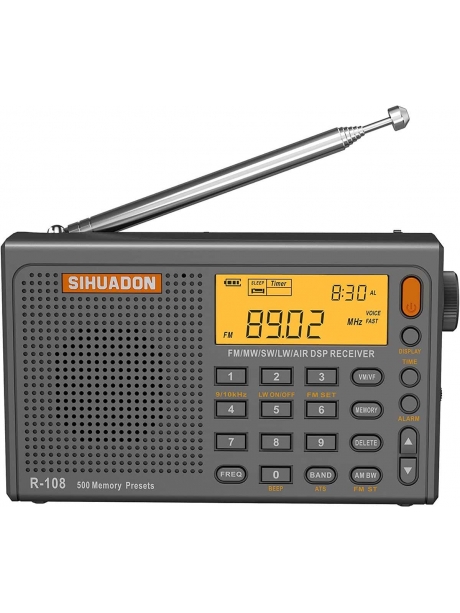 всеволновый цифровой радиоприемник SIHUADON R-108 grey
