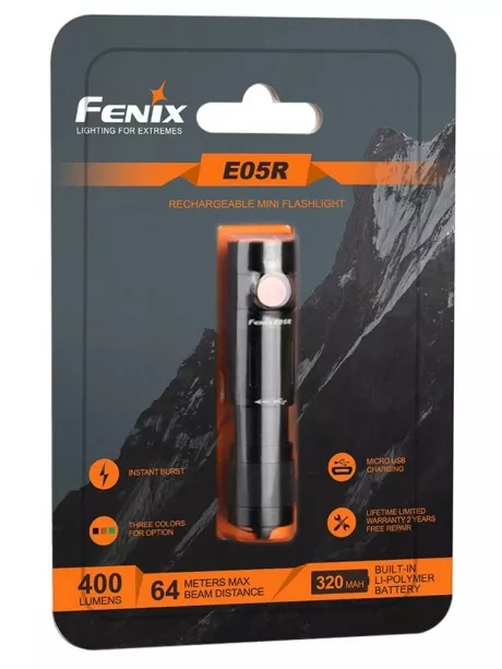светодиодный аккумуляторный фонарь Fenix E05R черный