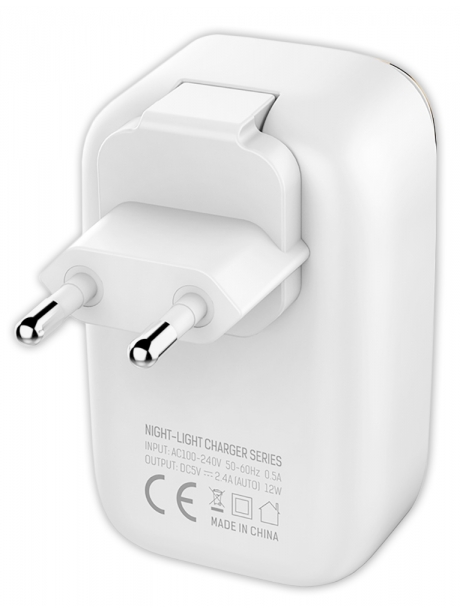 зарядное устройство с ночником LDNIO A2205 Touch LED lamp and 2 USB charger white gold