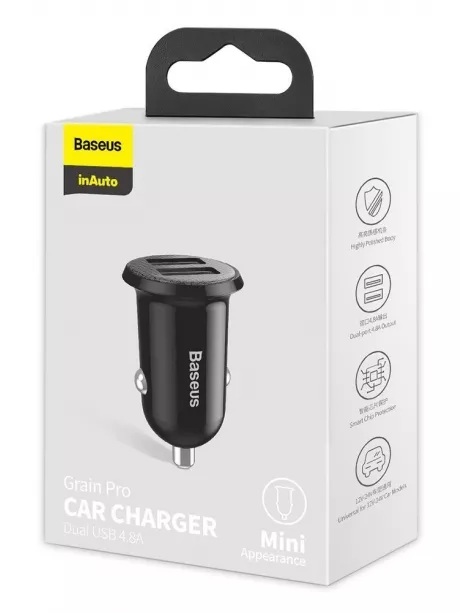 автомобильное зарядное устройство Baseus Grain Pro Car Charger (Dual USB 4.8A ) black
