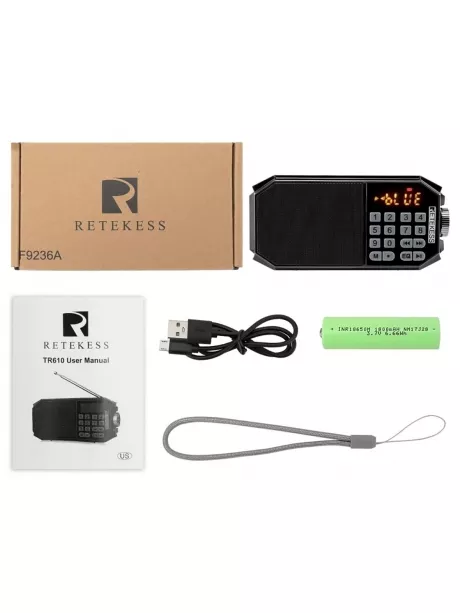 Портативный FM радиоприемник с блютуз Retekess TR610 