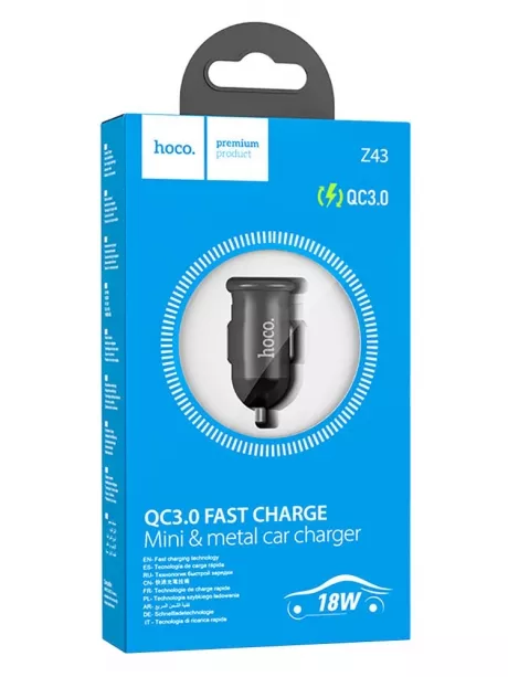 автомобильное зарядное устройство Hoco Z43 Mighty single port QC3.0 car charger black