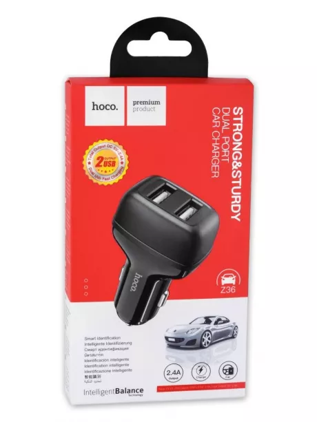 автомобильное зарядное устройство Hoco Z36 Leader 2USB 2.4A black