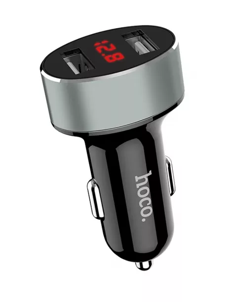 автомобильное зарядное устройство с дисплеем Hoco Z26 high praise dual port car charger with digital display black