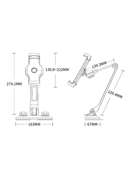 Подставка для планшета и смартфона на присоске Arroys Dash-LD2 black