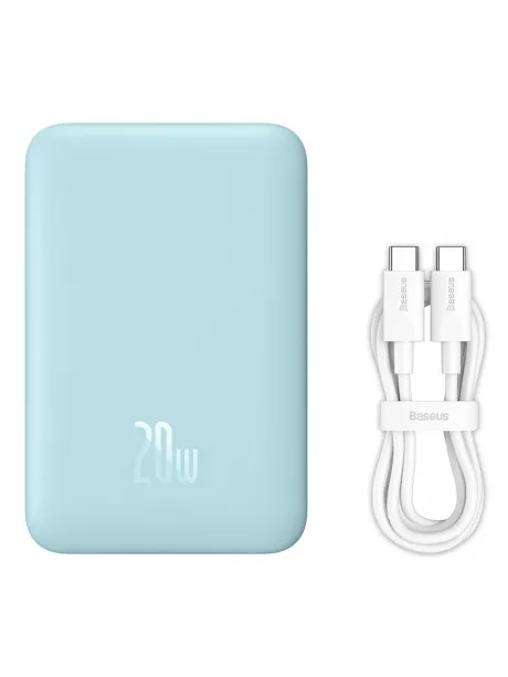 внешний аккумулятор c магнитной зарядкой iPhone Baseus Magnetic Mini Wireless Fast Charge Power Bank 10000mAh 20W blue