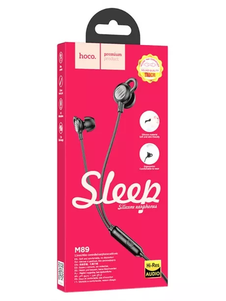 гарнитура для телефона Hoco M89 Comfortable universal silicone sleeping earphones with mic black