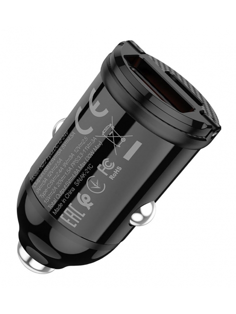 автомобильная зарядка для телефона Hoco NZ2 Link PD30W+QC3.0 car charger black