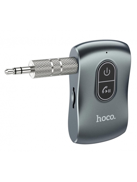 bluetooth AUX аудиоадаптер Hoco E73 Tour Car AUX BT Receiver metal grey