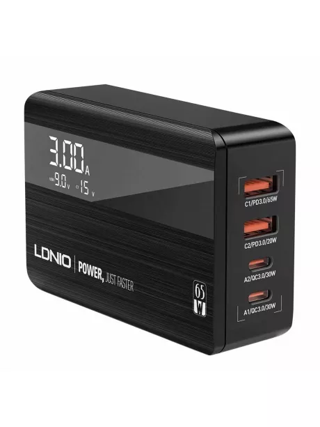 настольное зарядное устройство LDNIO A4808Q LED Display 65W Desktop Charger black