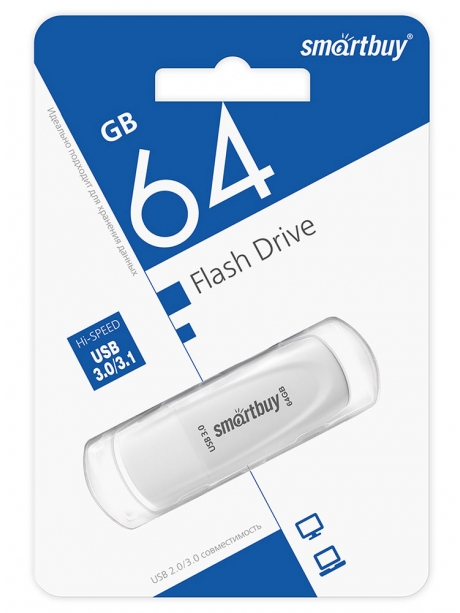 флешка USB SmartBuy Scout 3.0 64GB white