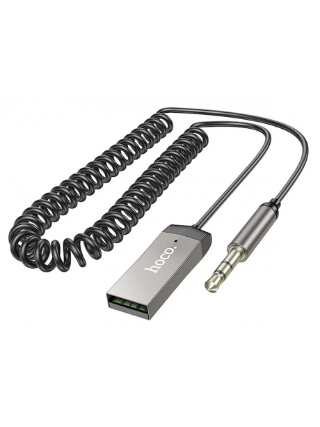 bluetooth аудиоадаптер для автомагнитолы Hoco E78 Benefit car AUX BT receiver with cable metal gray