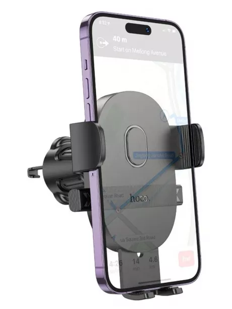 держатель для телефона в воздуховод Hoco H18 Mighty one-button car holder (air outlet) black