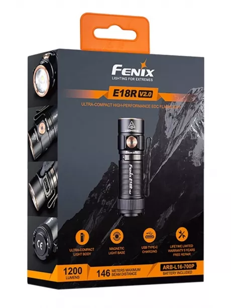 карманный светодиодный фонарь Fenix E18R V2.0 черный