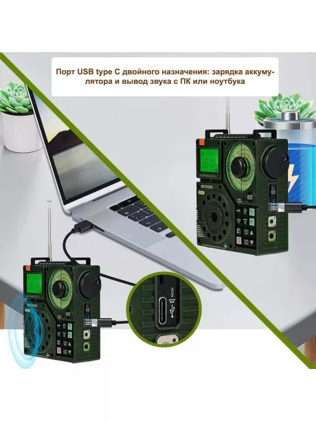 портативный цифровой радиоприемник Retekess TR112 green