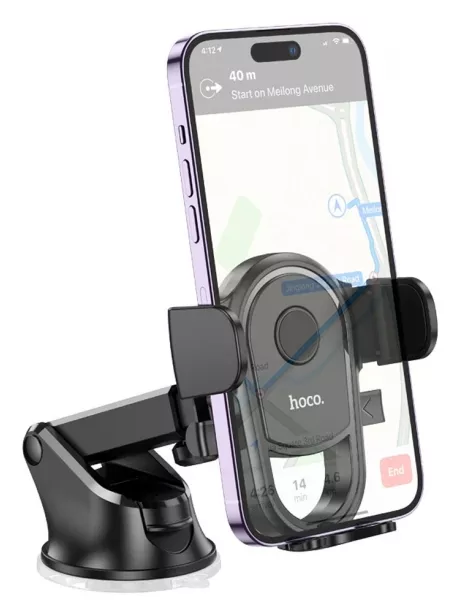 держатель на присоске в машину Hoco H5 Integrity one-key car holder (center console) black