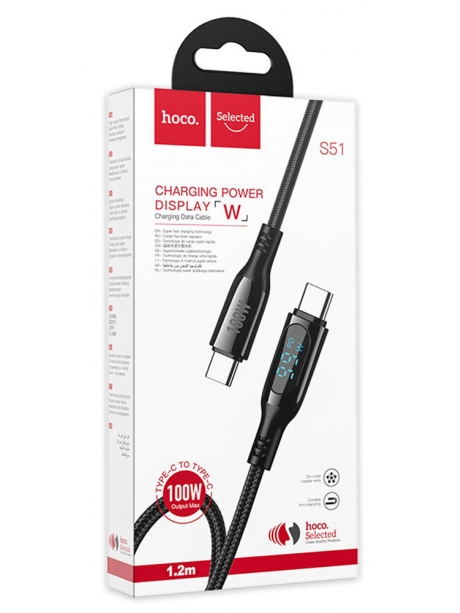 кабель для быстрой зарядки iPhone Hoco S51 100W Extreme charging data cable for Type-C to Type-C black