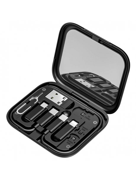 кабель передачи данных Hoco U114 Treasure box storage charging data cable set black