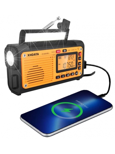 портативный походный радиоприемник XHDATA D-608WB black orange