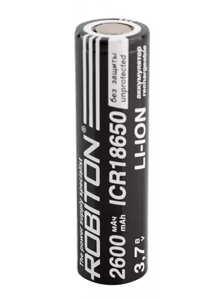 литиевый аккумулятор Robiton 18650 Li-Ion 2600 mAh, без защиты 