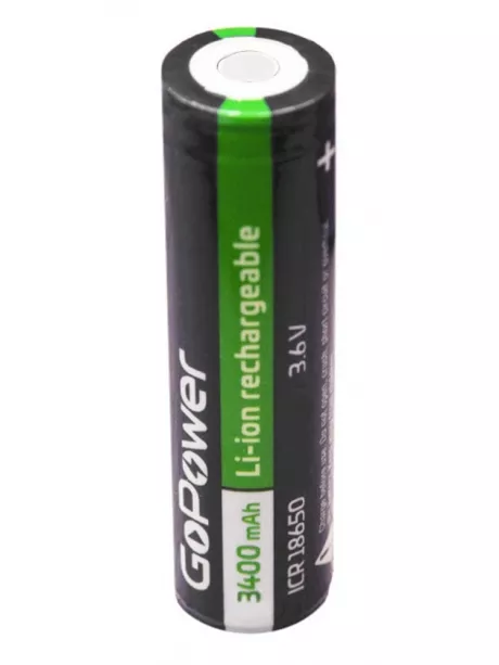 литиевый аккумулятор GoPower NCR18650 Li-ion 3400mAh  без защиты 