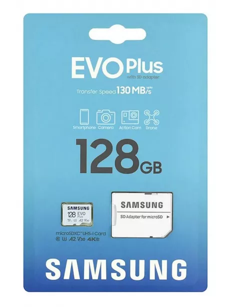 карта памяти Samsung 128Gb microSDXC Class 10 Evo Plus A2 V30 UHS-I  (R/W 90/160 MB/s) 
