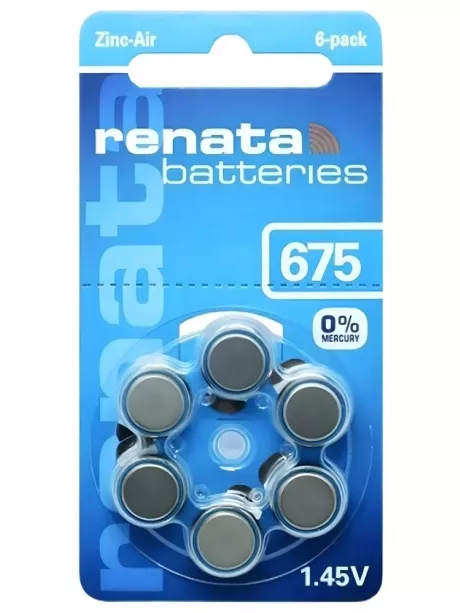 батарейки для слуховых аппаратов Renata ZA675/PR44-6BL 