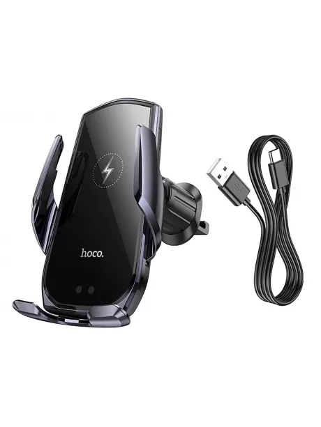 держатель для смартфона с беспроводной зарядкой Hoco CA202 Plus Enlightener infrared induction wireless charging holde black/metal gray