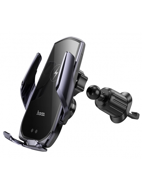держатель для смартфона с беспроводной зарядкой Hoco CA202 Plus Enlightener infrared induction wireless charging holde black/metal gray