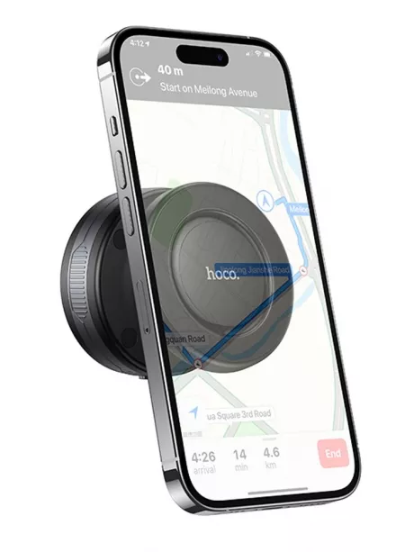 держатель MagSafe с электрической присоской Hoco H87 Dragon electric suction cup magnetic holder (universal) black/metal gray