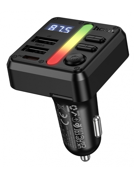 зарядка для телефона в машину с FM трансмиттером Hoco E89 Libre 45W(1A1C) car BT FM transmitter black