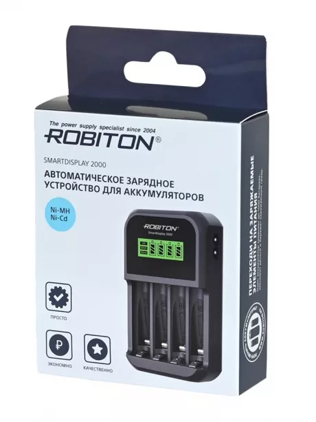 зарядное устройство для АА и ААА аккумуляторов Robiton SmartDisplay 2000 black